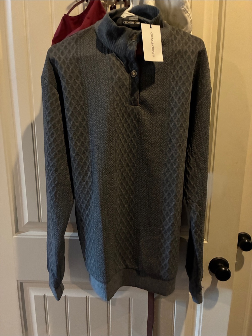 Men's Textured Quarter-Placket Shirt - Slate Gray